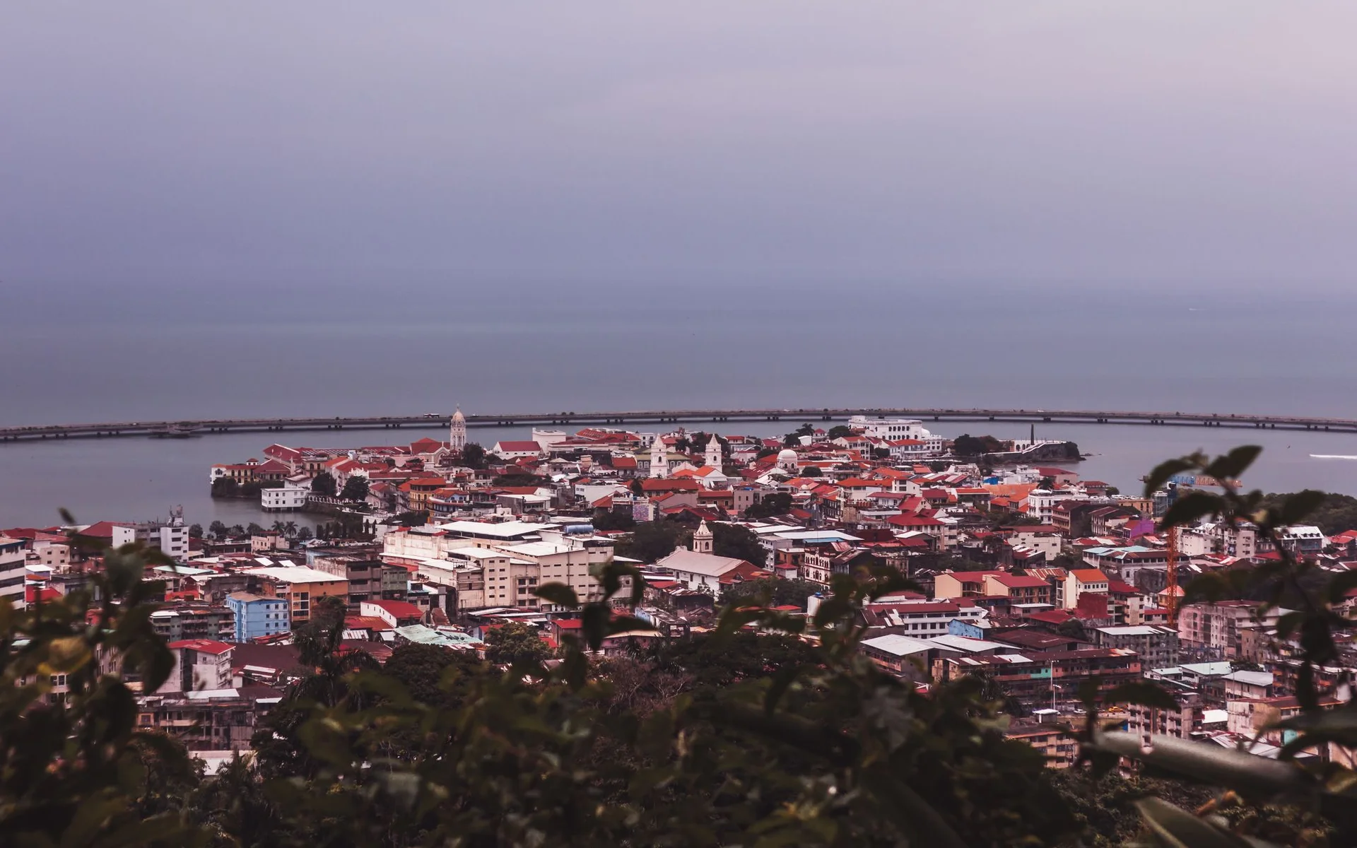 Panama sahilindeki Casco Viejo’nun havadan görüntüsü