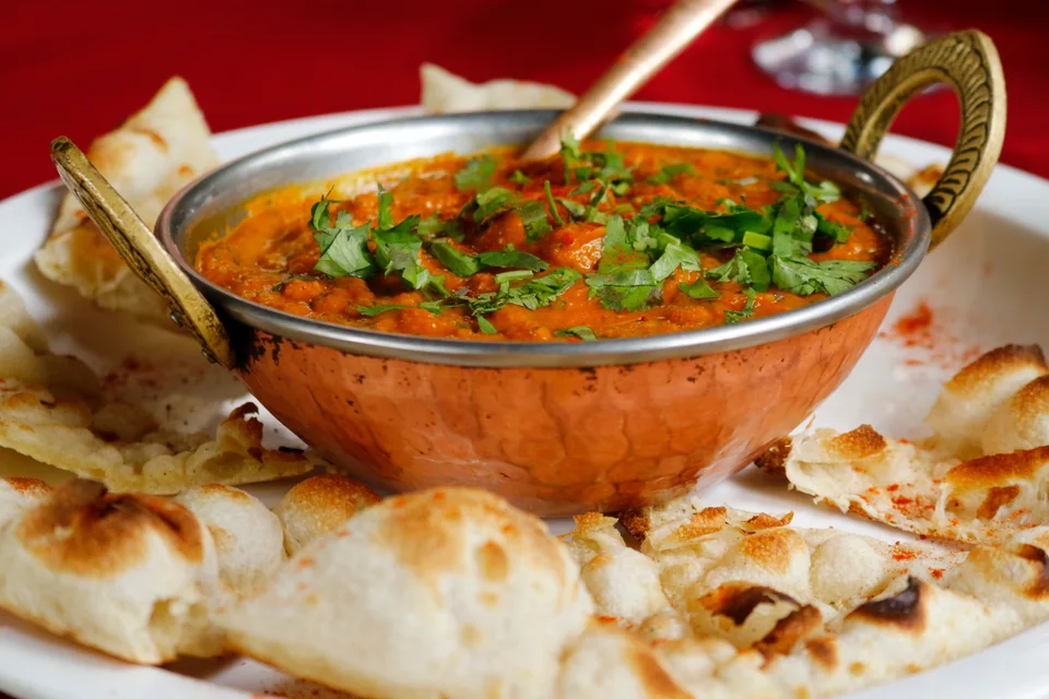 Example photo: Indian curry with naan bread